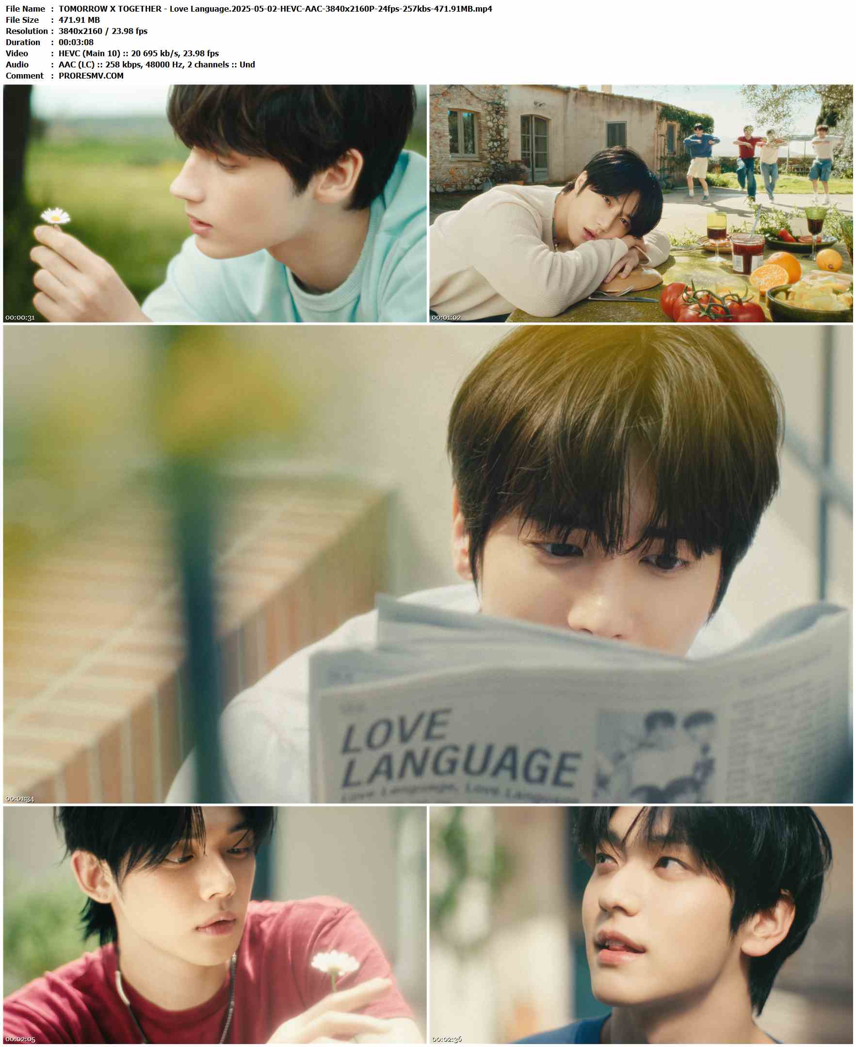 TOMORROW X TOGETHER - Love Language.2025-05-02-HEVC-AAC-3840x2160P-24fps-257kbs-471.91MB官方MV_高清MV